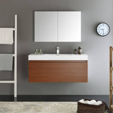 Fresca FVN8011TK Mezzo 48" Teak Wall Hung Modern Bathroom Vanity with Medicine Cabinet