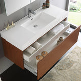 Fresca FVN8011TK Mezzo 48" Teak Wall Hung Modern Bathroom Vanity with Medicine Cabinet