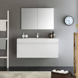 Fresca FVN8011WH Mezzo 48" White Wall Hung Modern Bathroom Vanity with Medicine Cabinet