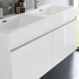 Fresca FVN8012WH Mezzo 48" White Wall Hung Double Sink Modern Bathroom Vanity with Medicine Cabinet