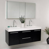 Fresca FVN8013BW Opulento 54" Black Modern Double Sink Bathroom Vanity with Medicine Cabinet