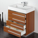 Fresca FVN8030TK Livello 30" Teak Modern Bathroom Vanity with Medicine Cabinet