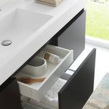 Fresca FVN8041BW Mezzo 60" Black Wall Hung Single Sink Modern Bathroom Vanity with Medicine Cabinet