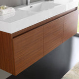 Fresca FVN8041TK Mezzo 60" Teak Wall Hung Single Sink Modern Bathroom Vanity with Medicine Cabinet