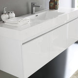 Fresca FVN8041WH Mezzo 60" White Wall Hung Single Sink Modern Bathroom Vanity with Medicine Cabinet