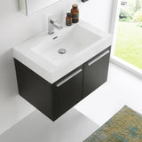 Fresca FVN8089BW Vista 30" Black Wall Hung Modern Bathroom Vanity with Medicine Cabinet