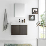 Fresca FVN8089GO Vista 30" Gray Oak Wall Hung Modern Bathroom Vanity with Medicine Cabinet