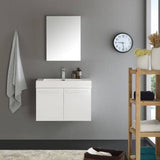 Fresca FVN8089WH Vista 30" White Wall Hung Modern Bathroom Vanity with Medicine Cabinet