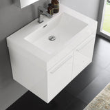 Fresca FVN8089WH Vista 30" White Wall Hung Modern Bathroom Vanity with Medicine Cabinet