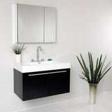 Fresca FVN8090BW Vista 36" Black Modern Bathroom Vanity with Medicine Cabinet