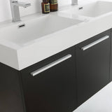 Fresca FVN8092BW-D Vista 48" Black Wall Hung Double Sink Modern Bathroom Vanity with Medicine Cabinet