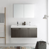 Fresca FVN8092GO-D Vista 48" Gray Oak Wall Hung Double Sink Modern Bathroom Vanity with Medicine Cabinet