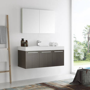 Fresca FVN8092GO Vista 48" Gray Oak Wall Hung Modern Bathroom Vanity with Medicine Cabinet