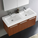 Fresca FVN8092TK-D Vista 48" Teak Wall Hung Double Sink Modern Bathroom Vanity with Medicine Cabinet