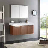 Fresca FVN8092TK Vista 48" Teak Wall Hung Modern Bathroom Vanity with Medicine Cabinet