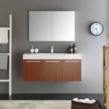 Fresca FVN8092TK Vista 48" Teak Wall Hung Modern Bathroom Vanity with Medicine Cabinet