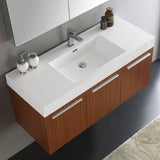 Fresca FVN8092TK Vista 48" Teak Wall Hung Modern Bathroom Vanity with Medicine Cabinet