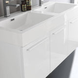 Fresca FVN8092WH-D Vista 48" White Wall Hung Double Sink Modern Bathroom Vanity with Medicine Cabinet