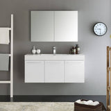 Fresca FVN8092WH Vista 48" White Wall Hung Modern Bathroom Vanity with Medicine Cabinet