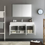 Fresca FVN8092WH Vista 48" White Wall Hung Modern Bathroom Vanity with Medicine Cabinet