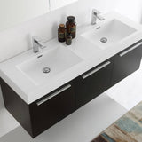 Fresca FVN8093BW-D Vista 60" Black Wall Hung Double Sink Modern Bathroom Vanity with Medicine Cabinet