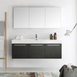 Fresca FVN8093BW Vista 60" Black Wall Hung Single Sink Modern Bathroom Vanity with Medicine Cabinet