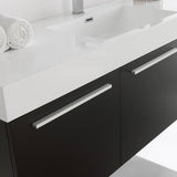 Fresca FVN8093BW Vista 60" Black Wall Hung Single Sink Modern Bathroom Vanity with Medicine Cabinet