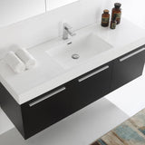 Fresca FVN8093BW Vista 60" Black Wall Hung Single Sink Modern Bathroom Vanity with Medicine Cabinet