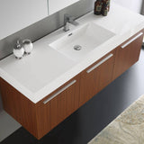 Fresca FVN8093TK Vista 60" Teak Wall Hung Single Sink Modern Bathroom Vanity with Medicine Cabinet