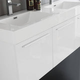 Fresca FVN8093WH-D Vista 60" White Wall Hung Double Sink Modern Bathroom Vanity with Medicine Cabinet