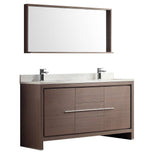 Fresca FVN8119GO Allier 60" Gray Oak Modern Double Sink Bathroom Vanity with Mirror