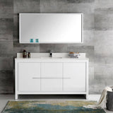 Fresca FVN8119WH-S Allier 60" White Modern Single Sink Bathroom Vanity with Mirror