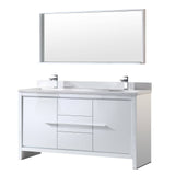 Fresca FVN8119WH Allier 60" White Modern Double Sink Bathroom Vanity with Mirror