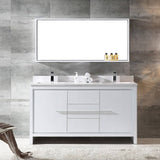 Fresca FVN8119WH Allier 60" White Modern Double Sink Bathroom Vanity with Mirror