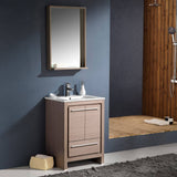 Fresca FVN8125GO Allier 24" Gray Oak Modern Bathroom Vanity with Mirror