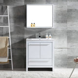 Fresca FVN8130WH Allier 30" White Modern Bathroom Vanity with Mirror