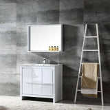 Fresca FVN8136WH Allier 36" White Modern Bathroom Vanity with Mirror