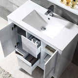 Fresca FVN8136WH Allier 36" White Modern Bathroom Vanity with Mirror