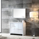 Fresca FVN8140WH Allier 40" White Modern Bathroom Vanity with Mirror