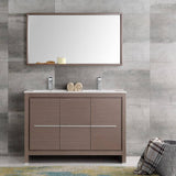 Fresca FVN8148GO-D Allier 48" Gray Oak Modern Double Sink Bathroom Vanity with Mirror