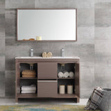 Fresca FVN8148GO-D Allier 48" Gray Oak Modern Double Sink Bathroom Vanity with Mirror