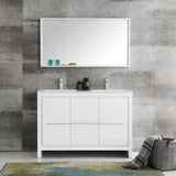 Fresca FVN8148WH-D Allier 48" White Modern Double Sink Bathroom Vanity with Mirror