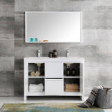 Fresca FVN8148WH-D Allier 48" White Modern Double Sink Bathroom Vanity with Mirror