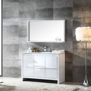 Fresca FVN8148WH Allier 48" White Modern Bathroom Vanity with Mirror