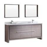 Fresca FVN8172GO Allier 72" Gray Oak Modern Double Sink Bathroom Vanity with Mirror