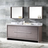 Fresca FVN8172GO Allier 72" Gray Oak Modern Double Sink Bathroom Vanity with Mirror