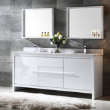 Fresca FVN8172WH Allier 72" White Modern Double Sink Bathroom Vanity with Mirror