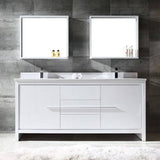 Fresca FVN8172WH Allier 72" White Modern Double Sink Bathroom Vanity with Mirror