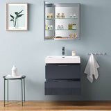 Fresca FVN8324GG Valencia 24" Dark Slate Gray Wall Hung Modern Bathroom Vanity with Medicine Cabinet