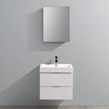 Fresca FVN8324WH Valencia 24" Glossy White Wall Hung Modern Bathroom Vanity with Medicine Cabinet